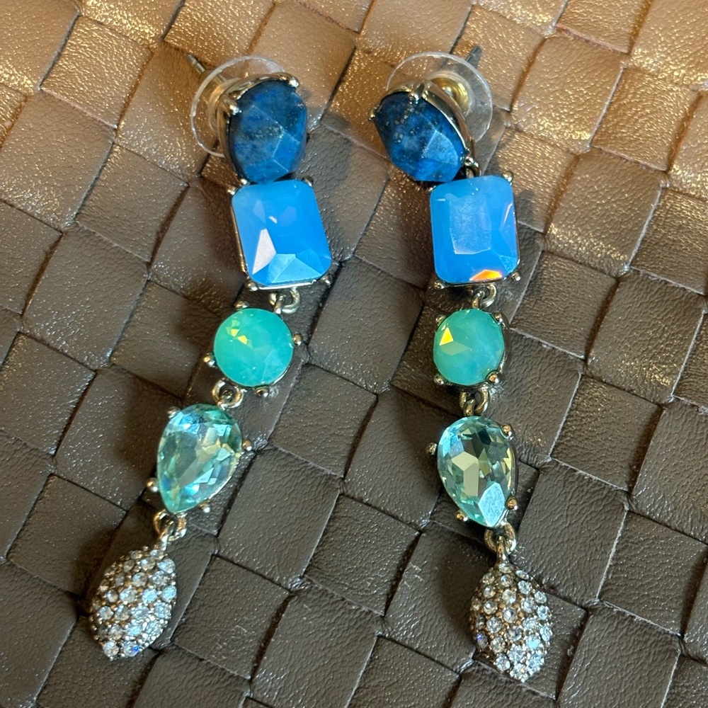 Multi-Stone Statement Drop Earrings | Blue & Green Wedding Guest Anthro Style